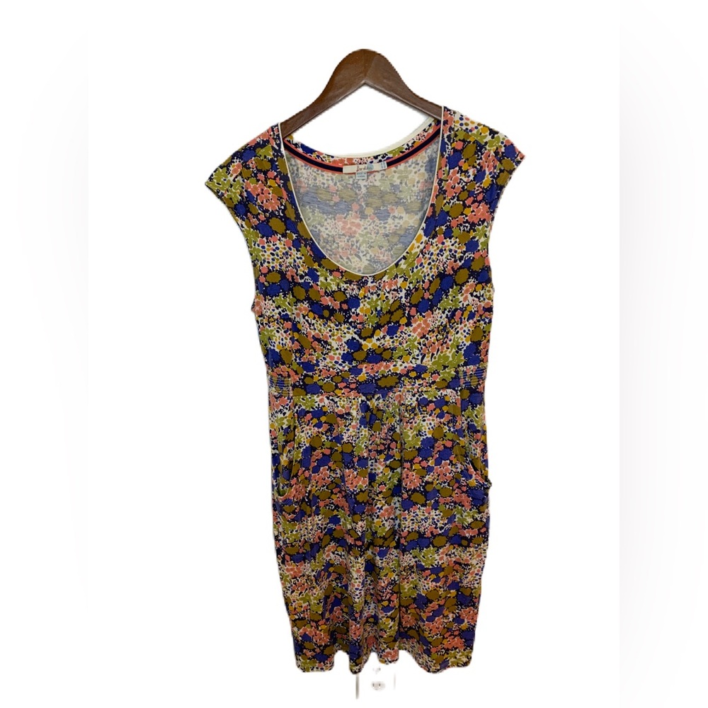 Boden Margot Dress Women’s US 10/UK 14 Floral Print Scoop Neck Pockets Stretch